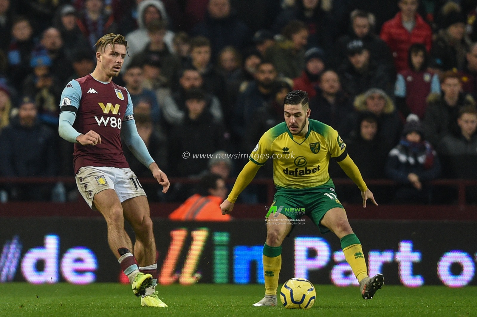 26th December 2019, Villa Park, Birmingham, England; Premier League, Aston Villa v Norwich City : Jack Grealish (10) of Aston Villa passes the ball

Credit: Richard Long/News Images