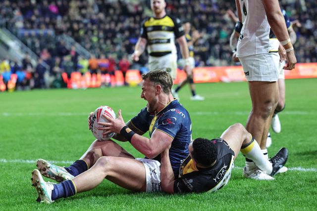 Chris Hankinson of Leeds Rhinos goes over for a try during the Betfred Super League Round 2 match Leeds Rhinos vs York Knights at AMT Headingley Stadium, Leeds, United Kingdom on 20 February 2026

(Photo by Mark Cosgrove/News Images)