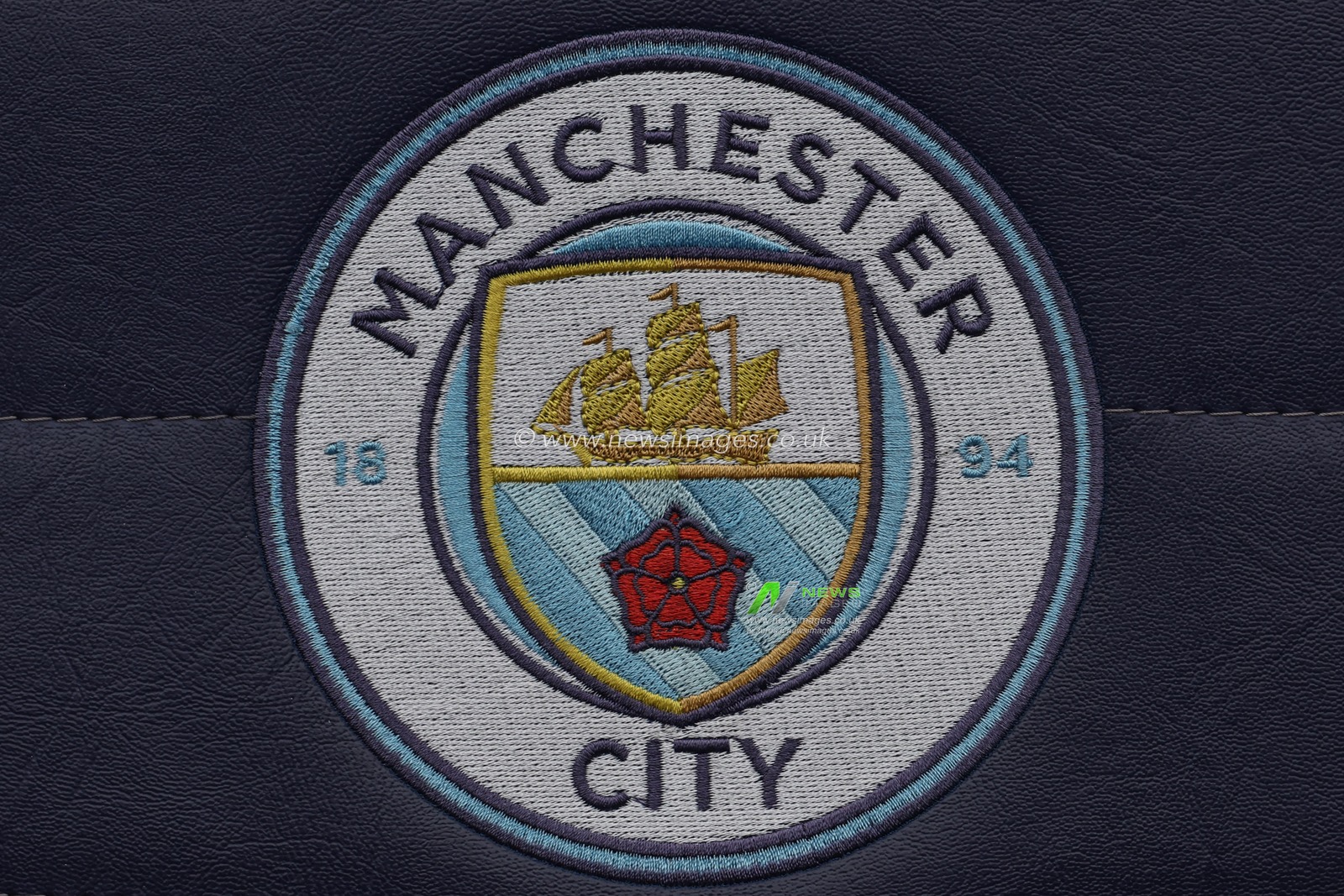 The Manchester City badge on the seats in the dugout ahead of the UEFA Champions League Semi-Final Second Leg Manchester City vs Real Madrid at Etihad Stadium, Manchester, United Kingdom, 17th May 2023

(Photo by Mark Cosgrove/News Images)