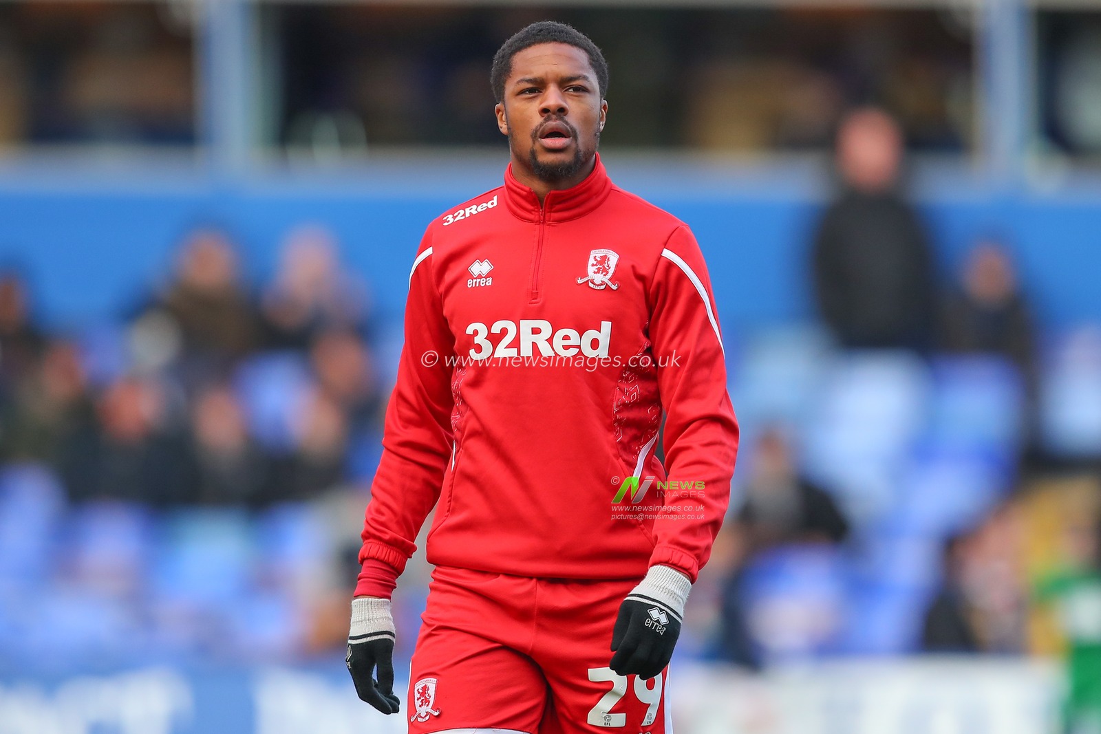 Chuba Akpom #29 of Middlesbrough during the pre-game warm up ahead of the Sky Bet Championship match Birmingham City vs Middlesbrough at St Andrews, Birmingham, United Kingdom, 2nd January 2023

(Photo by Gareth Evans/News Images)