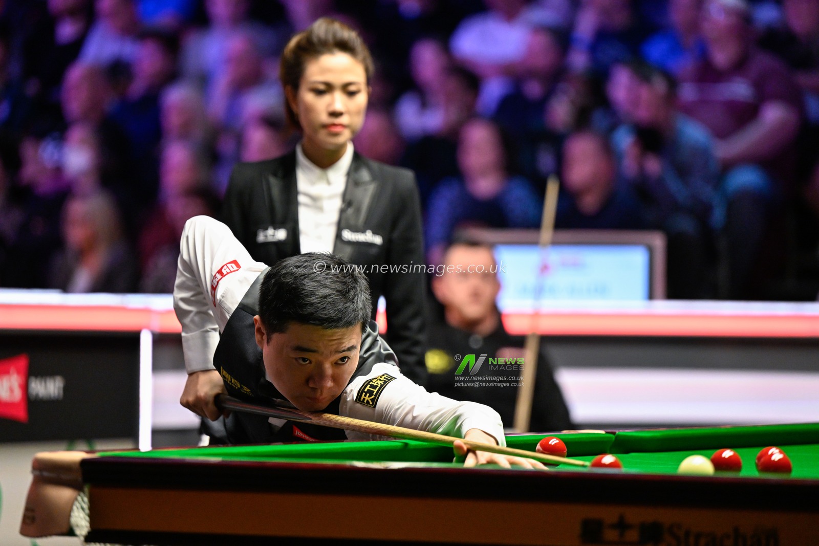Ding Junhui takes a shot, during the Johnstoneâ€™s Paint Tour Championship at Manchester Central, Manchester, United Kingdom, 3rd April 2024

(Photo by Cody Froggatt/News Images)