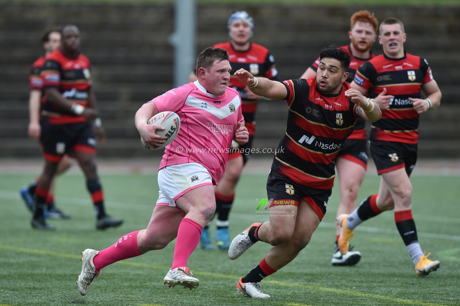 Jono Smith of North Wales Crusaders in action during the game