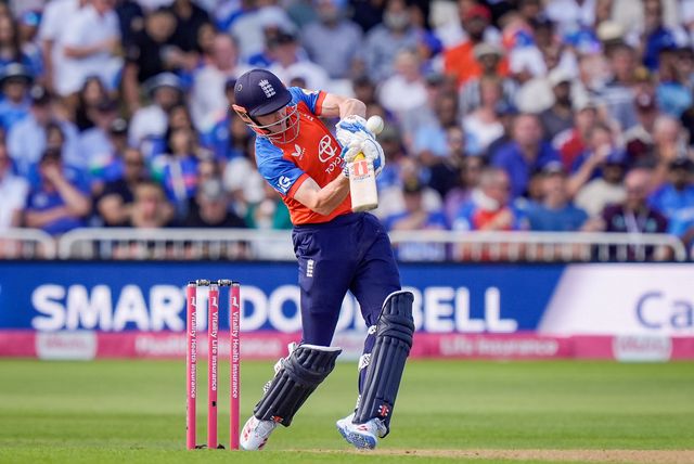 England captain Harry Brook holes out to mid wicket and is dismissed  during the Third Vitality T20 International match England vs India at Trent Bridge, Nottingham, United Kingdom on 07 July 2026

(Photo by Maynard Manyowa/News Images)