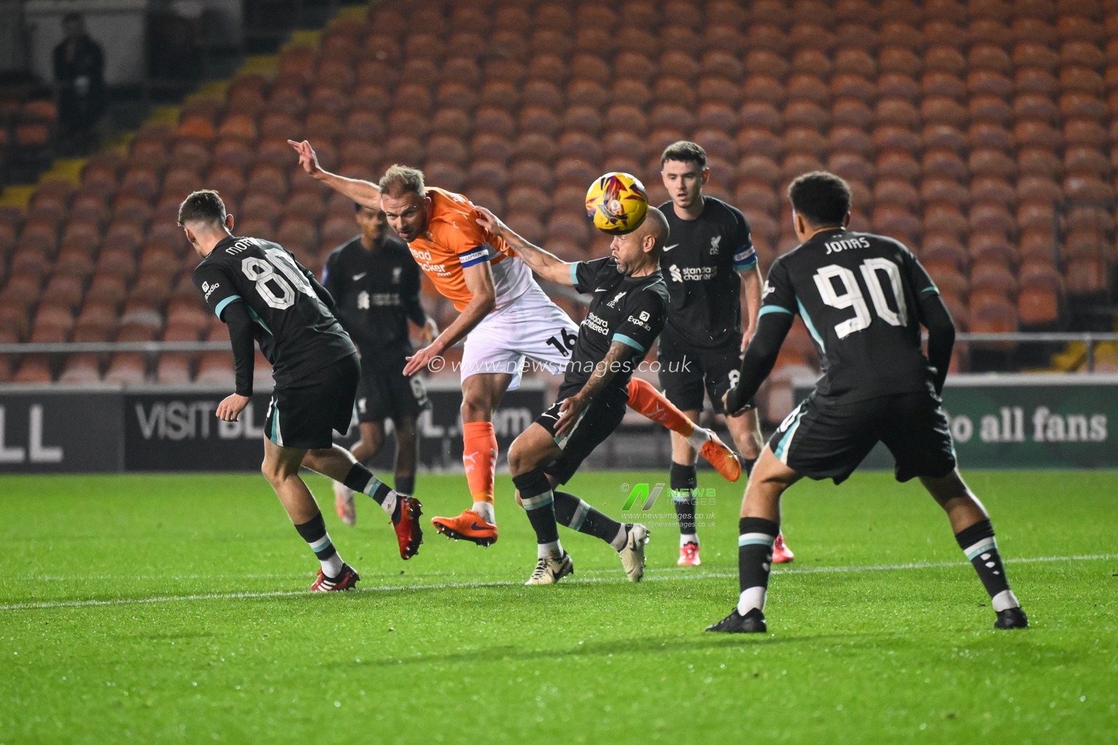 Jordan Rhodes of Blackpool shoots on goal during the Bristol Street Motors Trophy match Blackpool vs Liverpool U21 at Bloomfield Road, Blackpool, United Kingdom, 6th November 2024

(Photo by Craig Thomas/News Images)