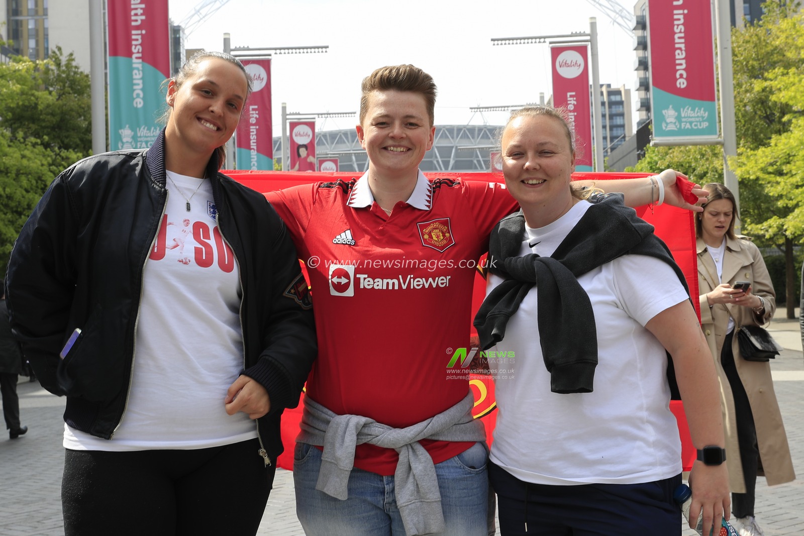 Manchester United fans gathering outside Wembley ahead of the Vitality Women's FA Cup Final match Chelsea FC Women vs Manchester United Women at Wembley Stadium, London, United Kingdom, 14th May 2023

(Photo by Conor Molloy/News Images)