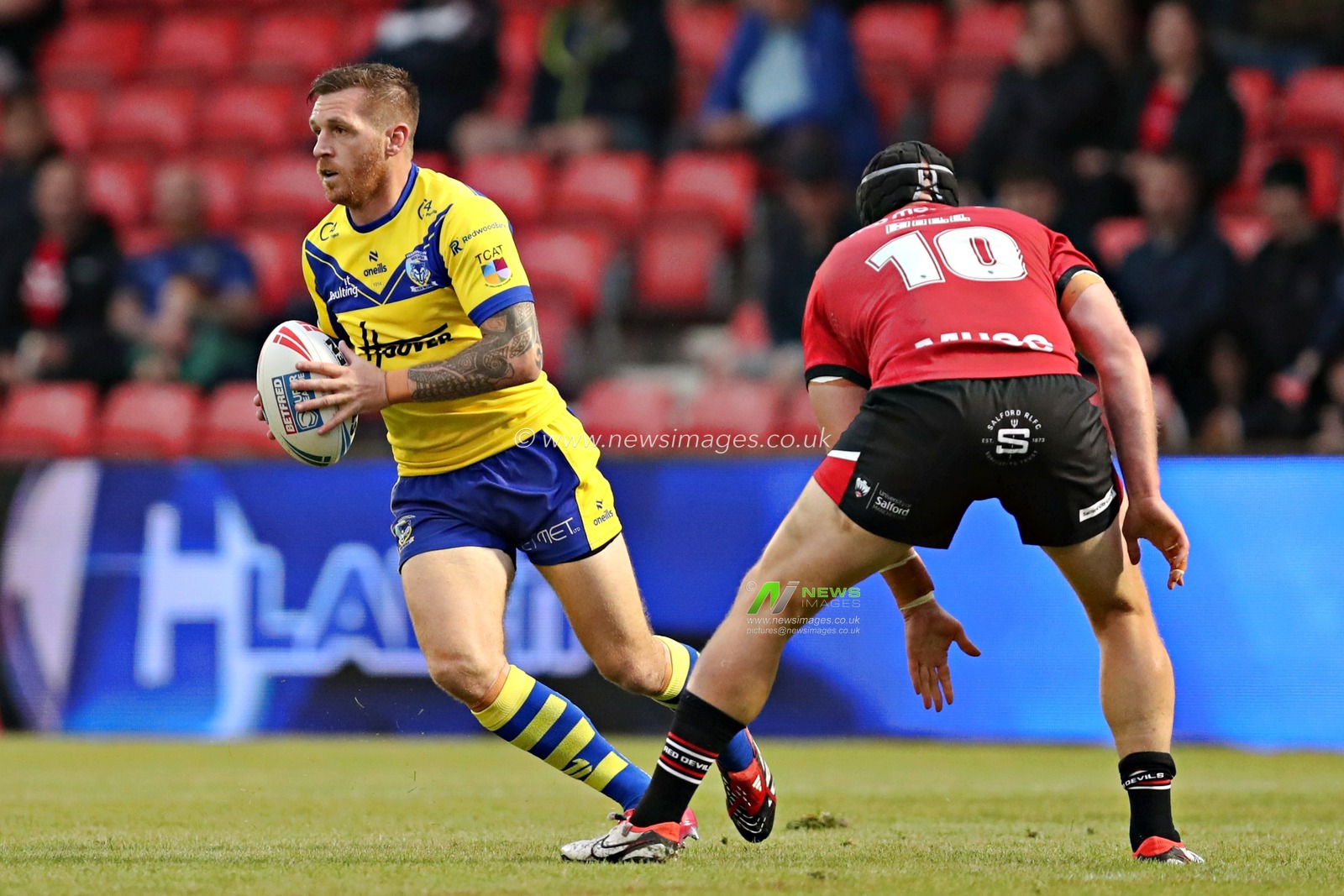 Marc Sneyd of Warrington Wolves during the Betfred Super League round 17 match Salford Red Devils vs Warrington Wolves at Salford Community Stadium, Eccles, United Kingdom, 4th July 2025(Photo by Sam Eaden/News Images)