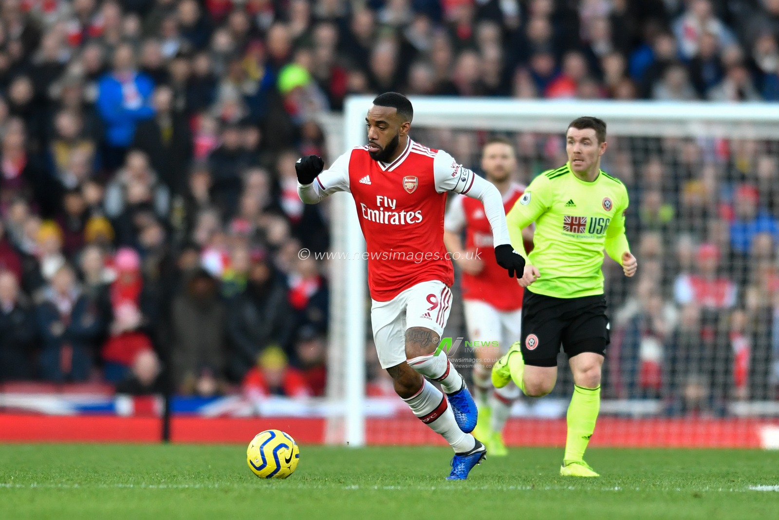 18th January 2020, Emirates Stadium, London, England; Premier League, Arsenal v Sheffield United : Alexandre Lacazette (9) of Arsenal starts an attacking move

Credit: Simon Whitehead/News Images