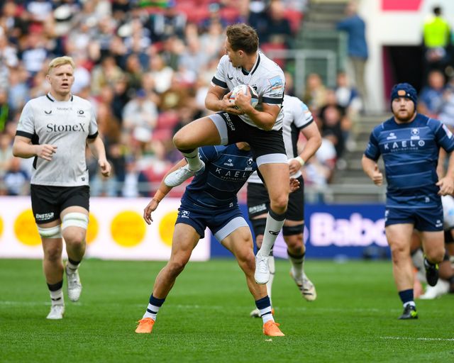 Max Malins of Saracens takes the ball in the air during the Gallagher PREM match Bristol Bears vs Saracens at Ashton Gate, Bristol, United Kingdom on 09 May 2026

(Photo by Alex Williamson/News Images)