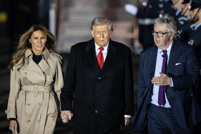 President Donald Trump and First Lady Melania Trump depart the Air Force one during the US President Donald Trump's state visit to the United Kingdom at London Stansted Airport, Stansted, United Kingdom, 16th September 2025

(Photo by Alfie Cosgrove/News Images)
