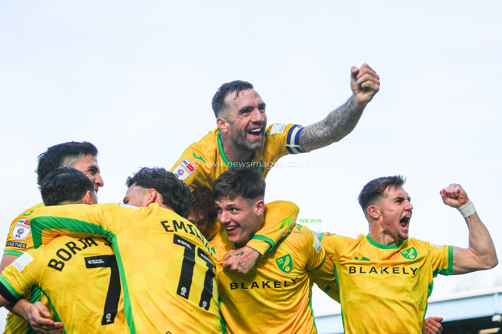 Shane Duffy of Norwich City celebrating Ante Crnac of Norwich City goal during the Sky Bet Championship match Blackburn Rovers vs Norwich City at Ewood Park, Blackburn, United Kingdom, 1st March 2025

(Photo by Jorge Horsted/News Images)
