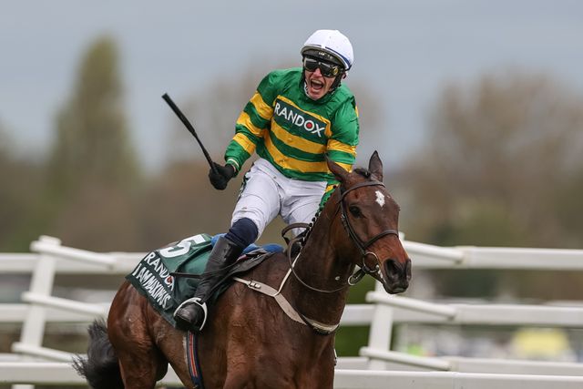 Paul Townend wins the 16:00 Randox Grand National Handicap Chase on I Am Maximus during the Randox Grand National Day 2024 at Aintree Racecourse, Liverpool, United Kingdom, 13th April 2024

(Photo by Mark Cosgrove/News Images)