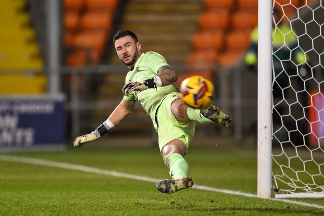Richard O'Donnell of Blackpool concedes a penalty during the Vertu Trophy match Blackpool vs Aston Villa U21 at Bloomfield Road, Blackpool, United Kingdom, 17th December 2024

(Photo by Craig Thomas/News Images)