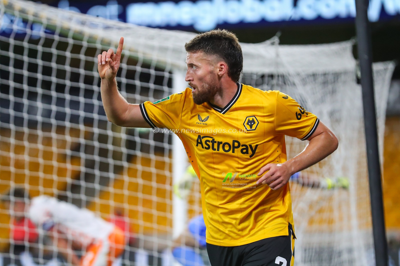 Matt Doherty #2 of Wolverhampton Wanderers celebrates his goal to make it 3-0 during the Carabao Cup match Wolverhampton Wanderers vs Blackpool at Molineux, Wolverhampton, United Kingdom, 29th August 2023

(Photo by Gareth Evans/News Images)