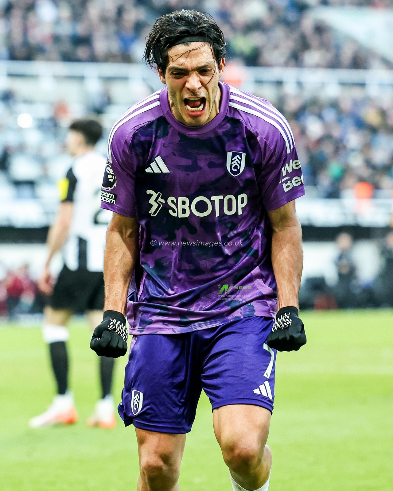 Raul Jimenez of Fulham celebrates his goal to make it 1-1 during the Premier League match Newcastle United vs Fulham at St. James's Park, Newcastle, United Kingdom, 1st February 2025

(Photo by Mark Cosgrove/News Images)