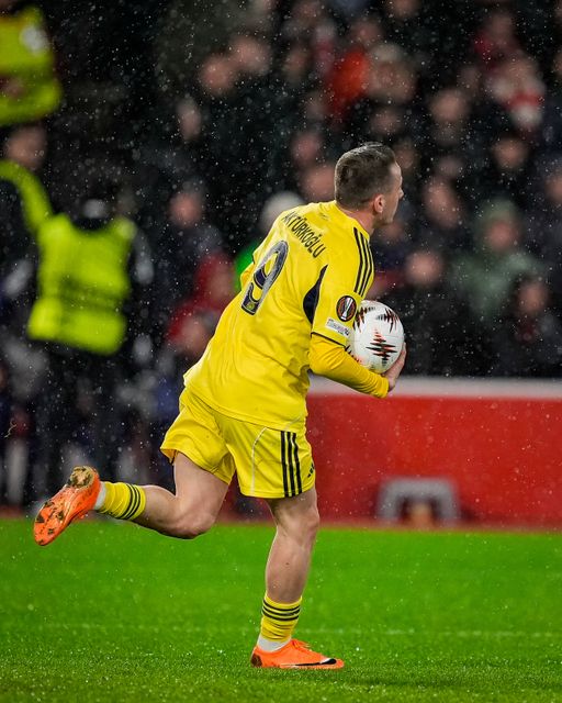 Kerem Akturkoglu of Fenerbahce celebrates his goal to make it  0-1 during the UEFA Europa League 
Knockout Round Play-offs match Nottingham Forest vs Fenerbahce at City Ground, Nottingham, United Kingdom on 26 February 2026

(Photo by Maynard Manyowa/News Images)