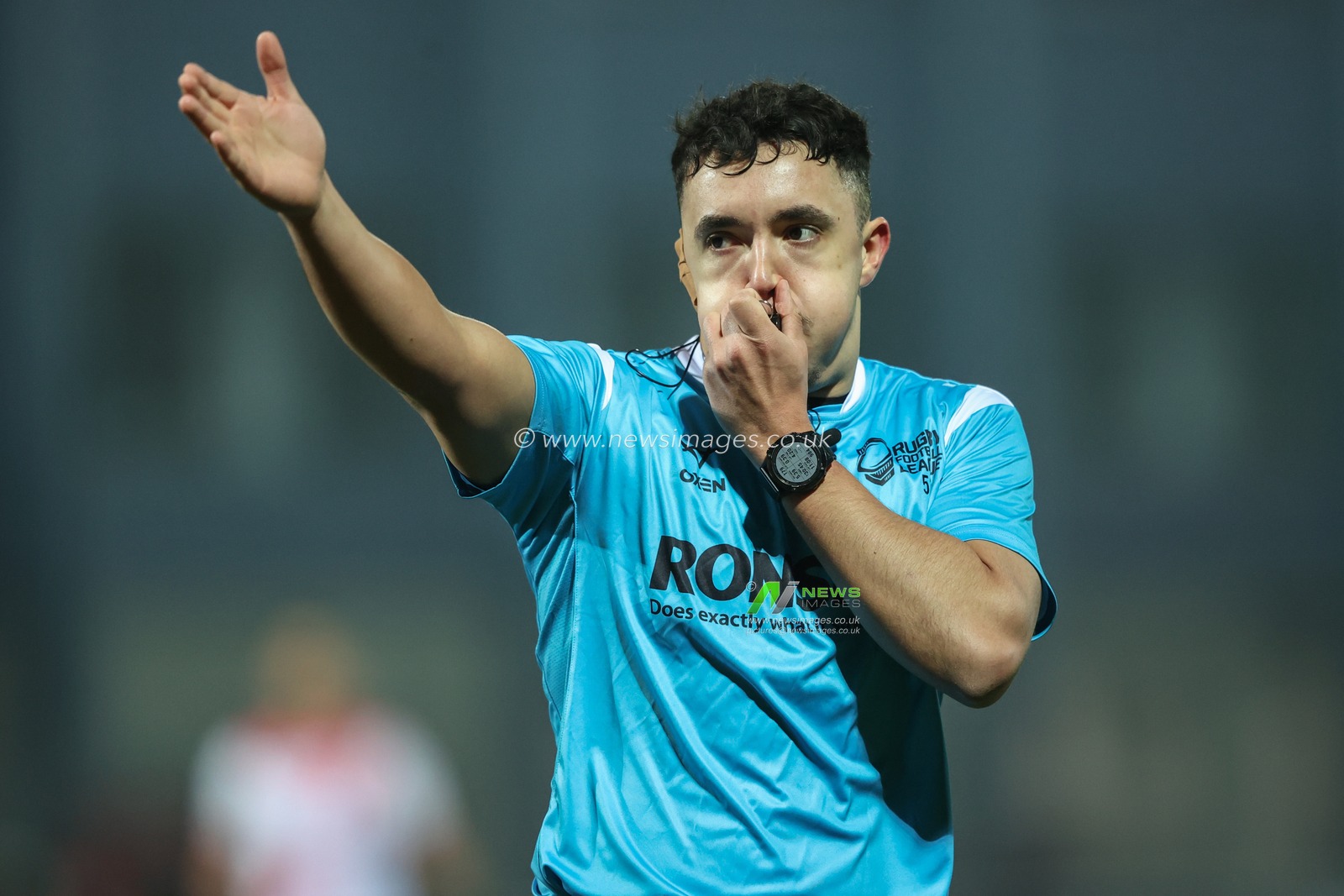 Referee Liam Rush blows his whistle during the Betfred Super League Round 1 match Hull KR vs Castleford Tigers at Sewell Group Craven Park, Kingston upon Hull, United Kingdom, 14th February 2025

(Photo by Alfie Cosgrove/News Images)