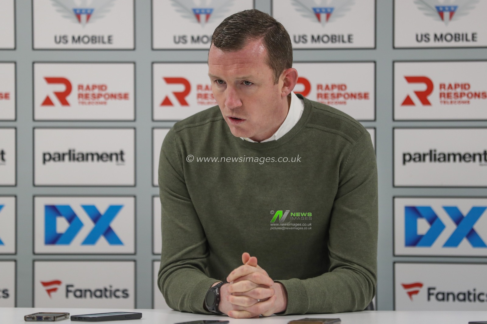 Neill Collins Head coach of Barnsley speaks in th post match press conference during the Sky Bet League 1 match Barnsley vs Lincoln City at Oakwell, Barnsley, United Kingdom, 9th March 2024

(Photo by Alfie Cosgrove/News Images)