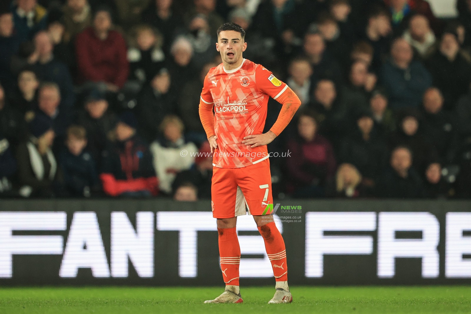 Owen Dale #7 0f Blackpool during the game