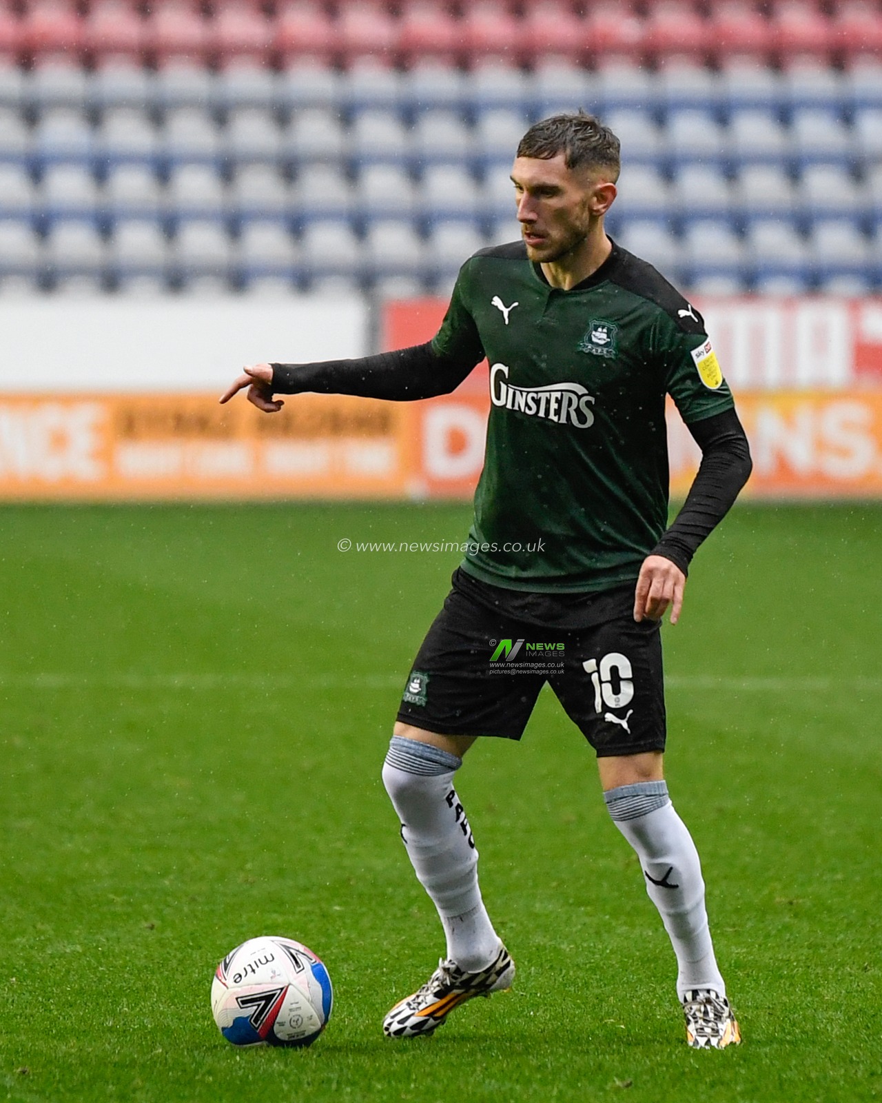 Danny Mayor (10) of Plymouth Argyle with the ball