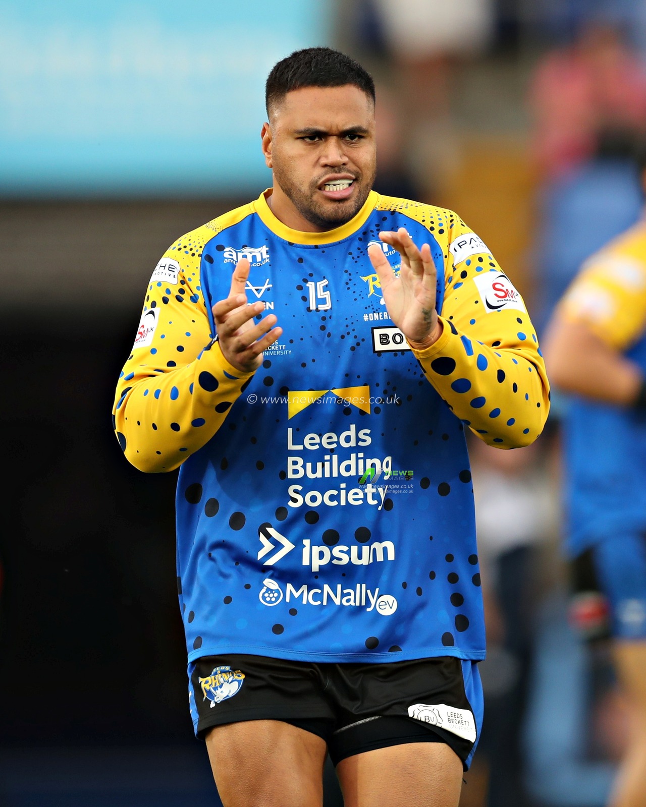 Sam Lisone of Leeds Rhinos before the Betfred Super League round 20 match Wakefield Trinity vs Leeds Rhinos at DIY Kitchens Stadium, Wakefield, United Kingdom, 24th July 2025(Photo by Sam Eaden/News Images)