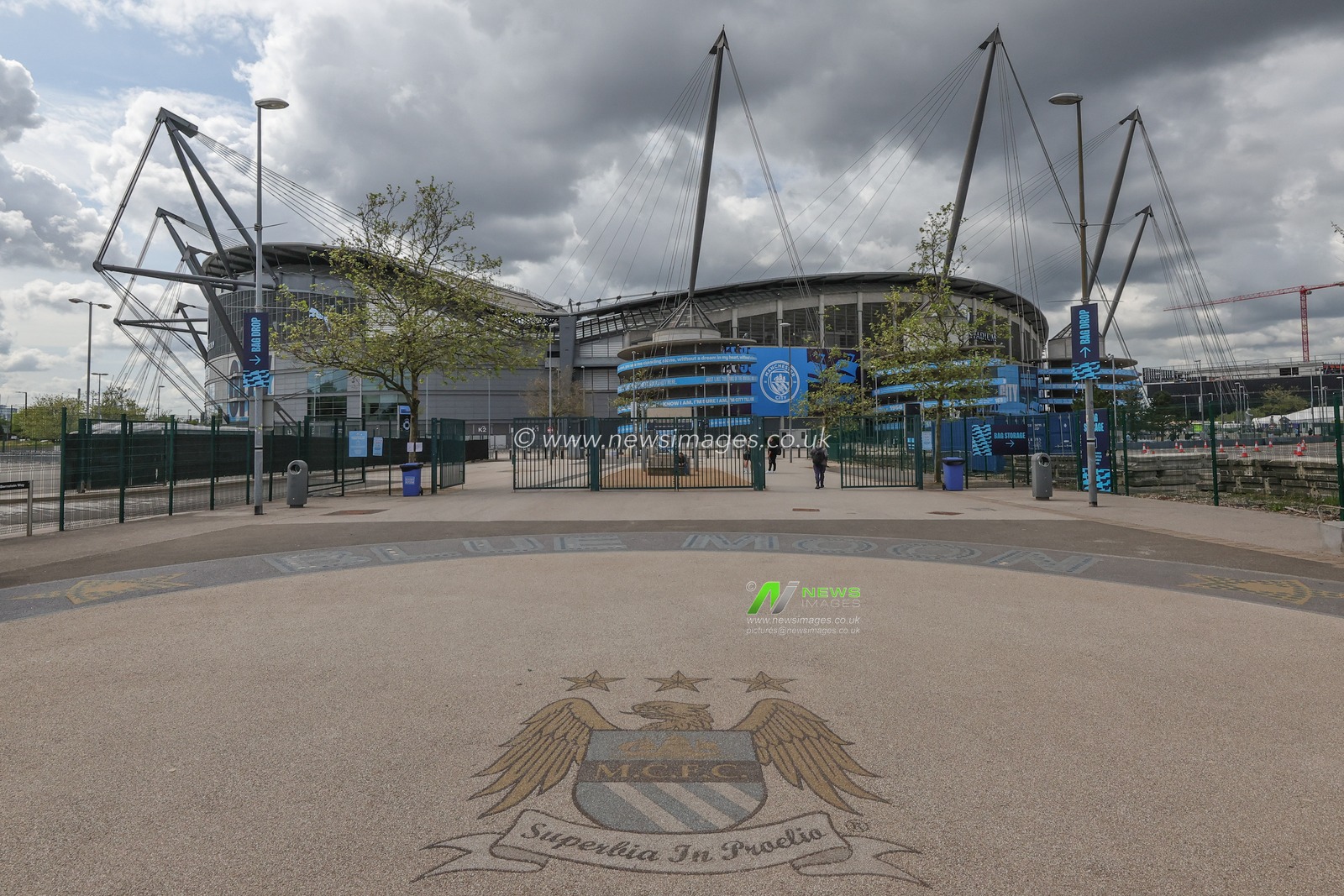 A general view outside of Etihad Stadium, home of Manchester City ahead of the UEFA Champions League Semi-Final Second Leg Manchester City vs Real Madrid at Etihad Stadium, Manchester, United Kingdom, 17th May 2023

(Photo by Mark Cosgrove/News Images)