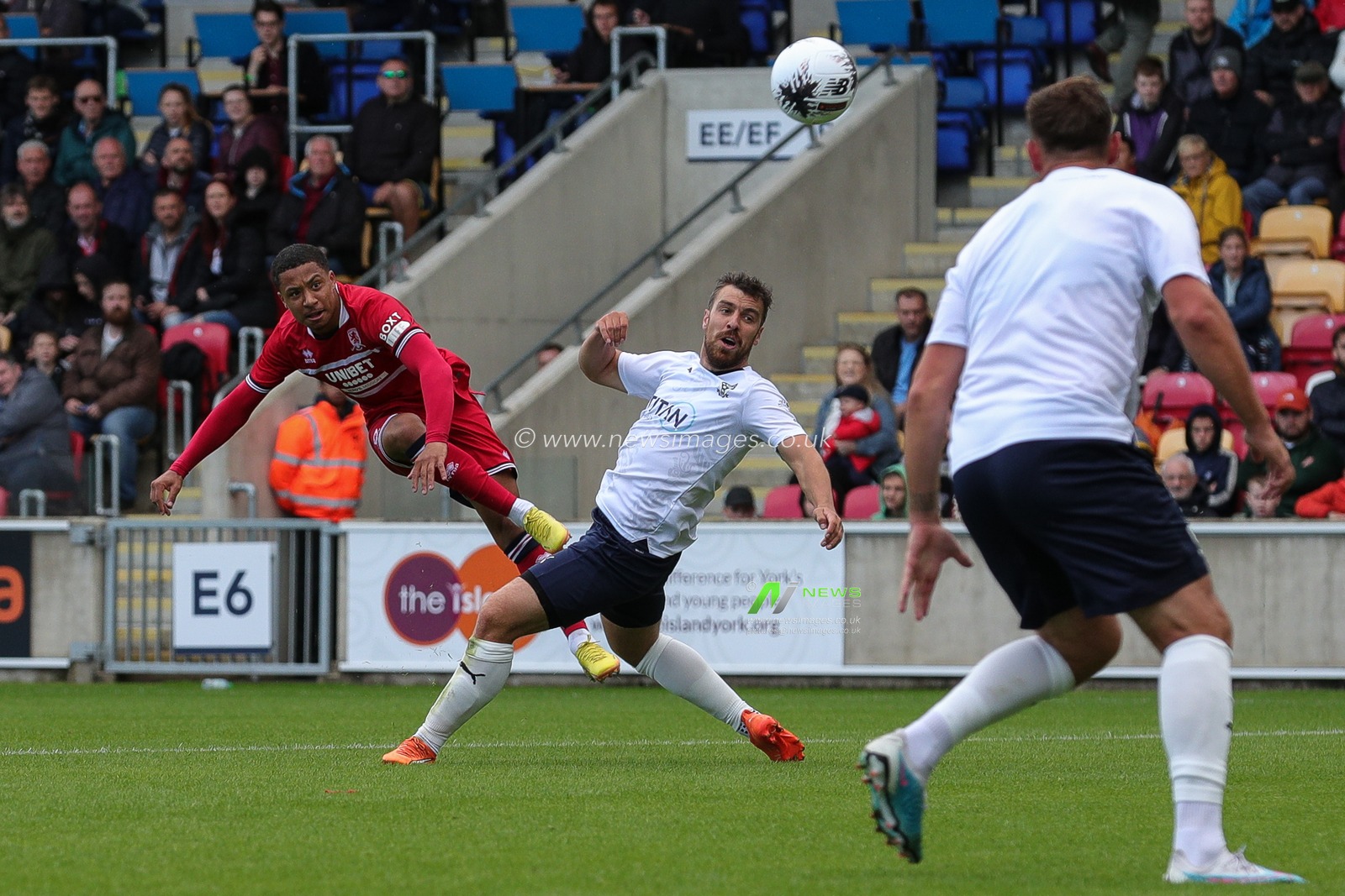 Samuel Silvera takes a shot during the Pre-season friendly match York City vs Middlesbrough at LNER Community Stadium, York, United Kingdom, 15th July 2023

(Photo by James Heaton/News Images)