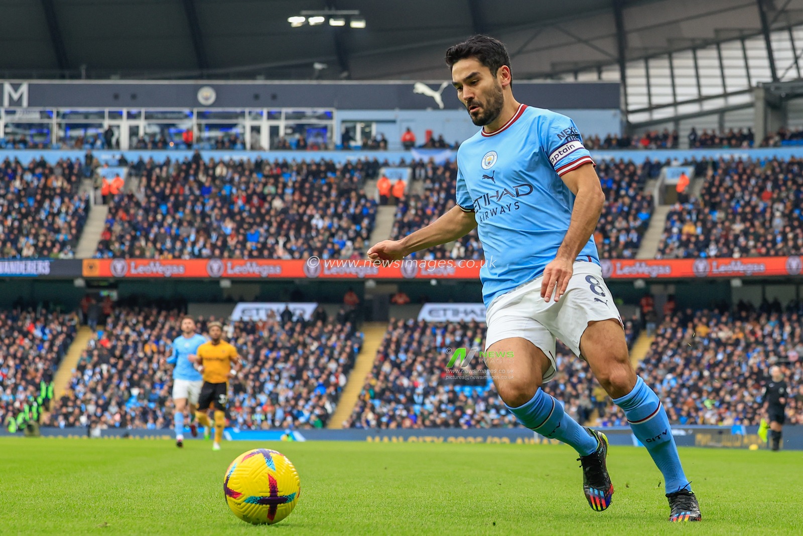 Ä°lkay GÃ¼ndoÄŸan #8 of Manchester City in action during the Premier League match Manchester City vs Wolverhampton Wanderers at Etihad Stadium, Manchester, United Kingdom, 22nd January 2023

(Photo by Conor Molloy/News Images)