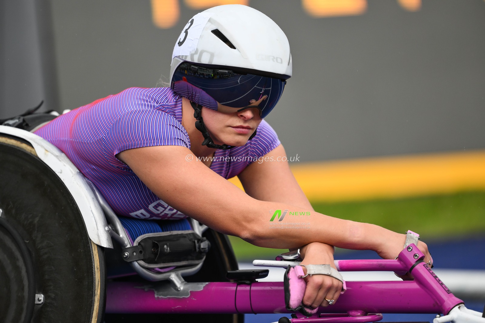 Samantha Kinghorn at the line ahead of the Womenâ€™s 400m Wheelchair  during the Microplus UK Athletics Championships Day 2 at Manchester Regional Arena, Manchester, United Kingdom, 30th June 2024

(Photo by Craig Thomas/News Images)