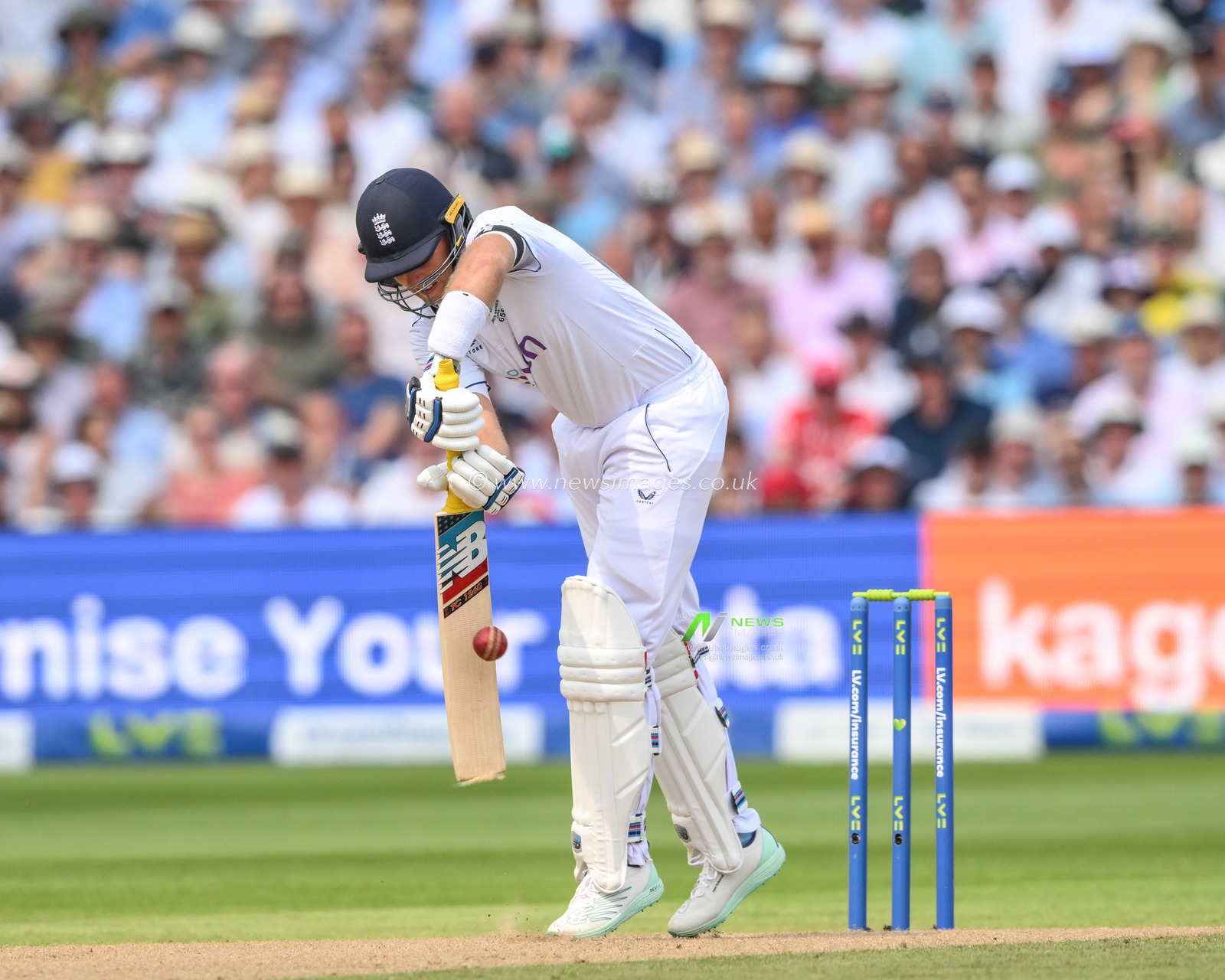 Joe Root of England plays a defensive shot during the LV= Insurance Ashes First Test Series Day 1 England vs Australia at Edgbaston, Birmingham, United Kingdom, 16th June 2023

(Photo by Craig Thomas/News Images)