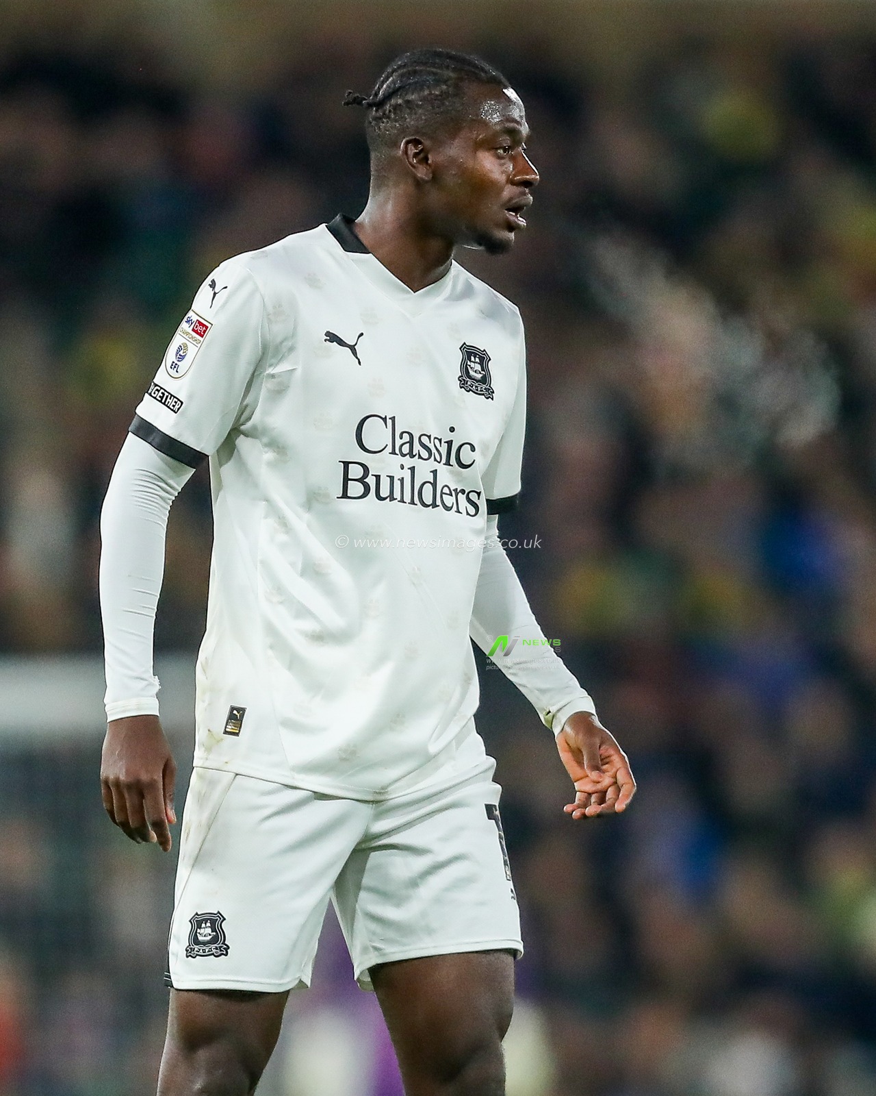 Mustapha Bundu of Plymouth Argyle looks on during the Sky Bet Championship match Norwich City vs Plymouth Argyle at Carrow Road, Norwich, United Kingdom, 26th November 2024

(Photo by Izzy Poles/News Images)