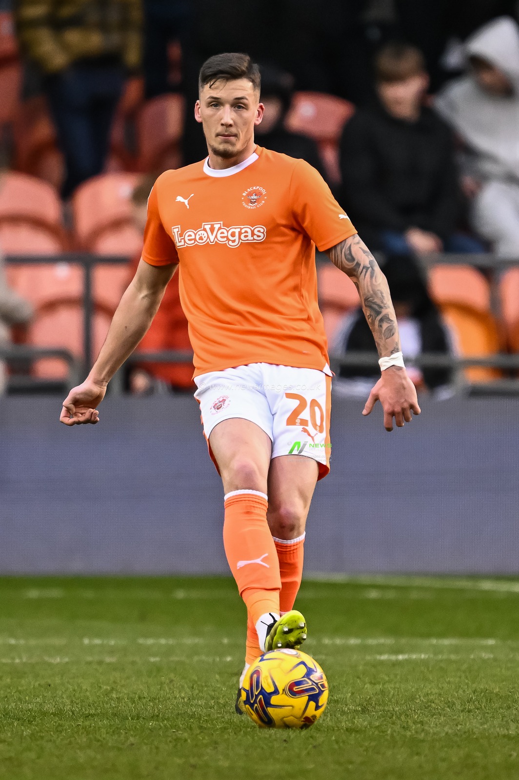 Oliver Casey of Blackpool in action during the Sky Bet League 1 match Blackpool vs Exeter City at Bloomfield Road, Blackpool, United Kingdom, 13th January 2024

(Photo by Craig Thomas/News Images)