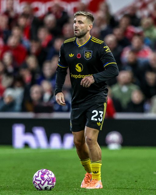 Luke Shaw of Manchester United during the Premier League match Nottingham Forest vs Manchester United at City Ground, Nottingham, United Kingdom, 1st November 2025

(Photo by Alfie Cosgrove/News Images)

*** GER AUT SUI OUT ***