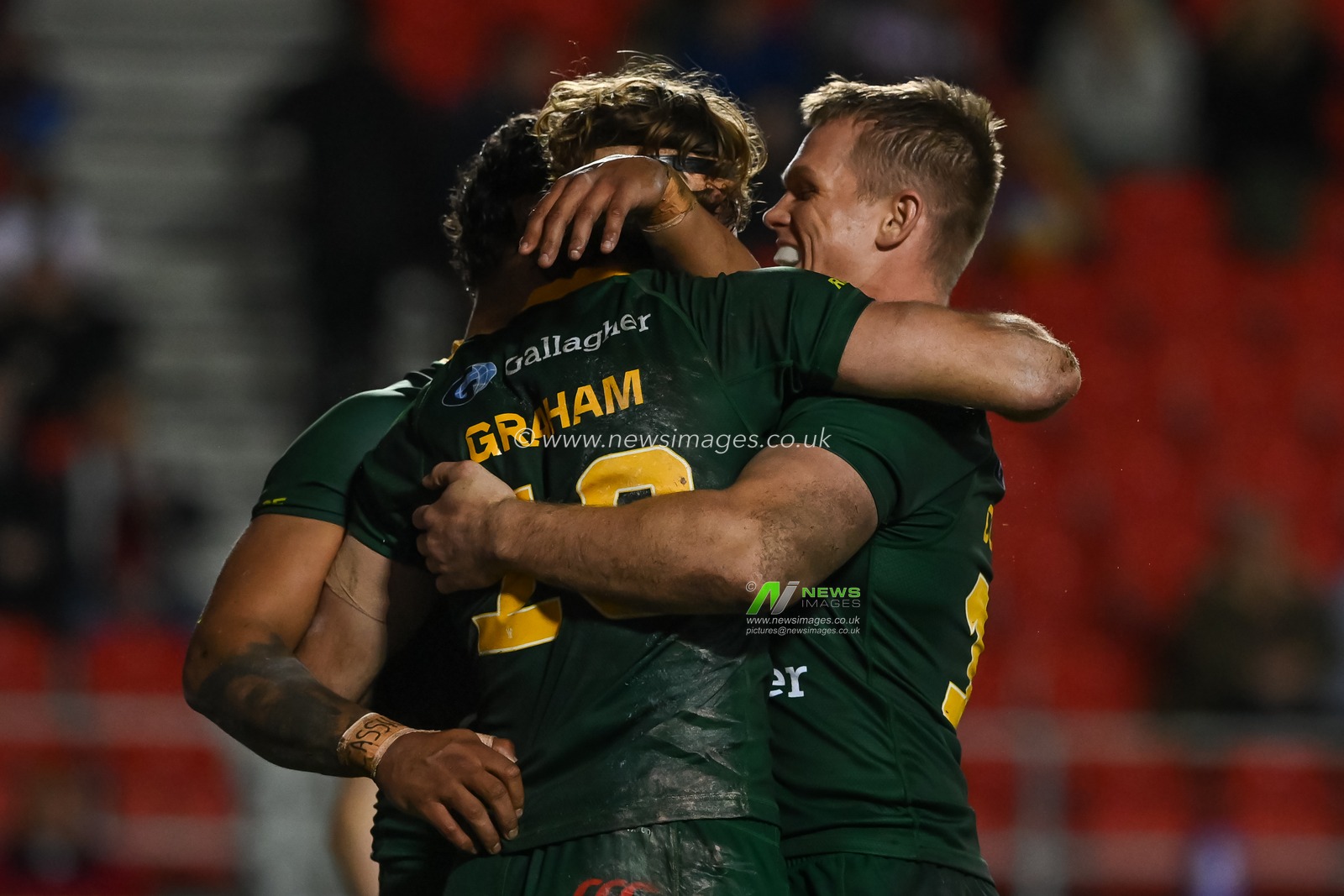 Campbell Graham of Australia celebrates his try during the Rugby League World Cup 2021 match Australia vs Italy at Totally Wicked Stadium, St Helens, United Kingdom, 29th October 2022

(Photo by Craig Thomas/News Images)