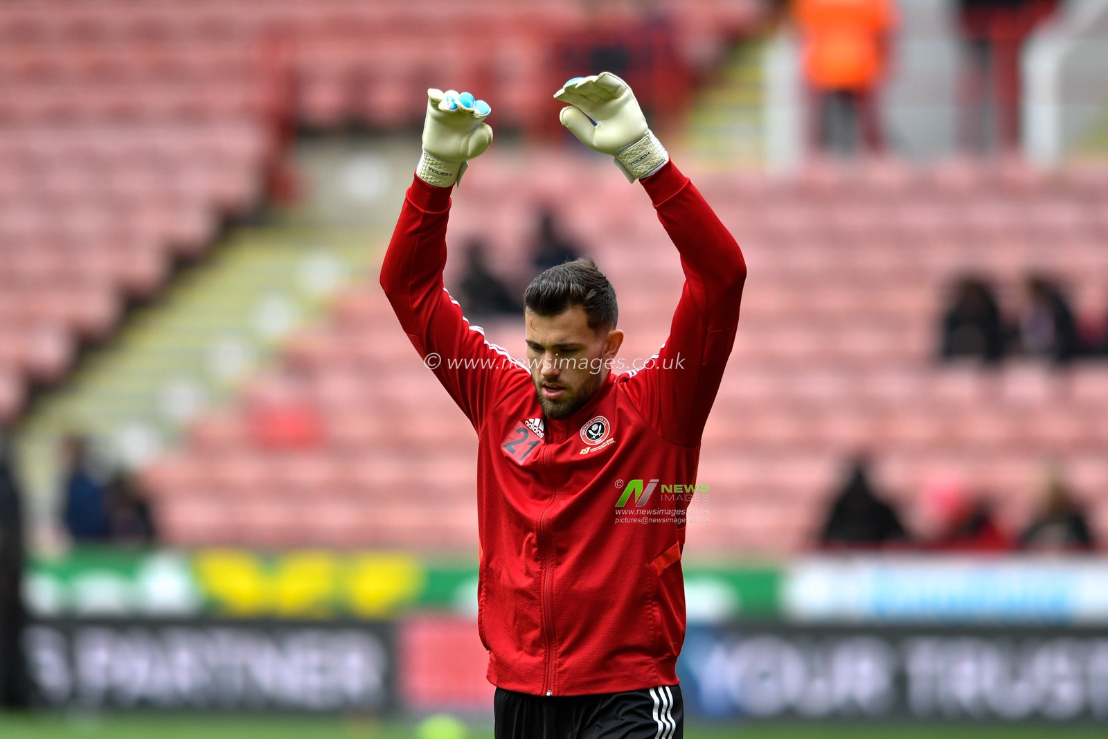 22nd February 2020, Bramall Lane, Sheffield, England; Premier League, Sheffield United v Brighton and Hove Albion : Michael Verrips (21) of Sheffield United warming up