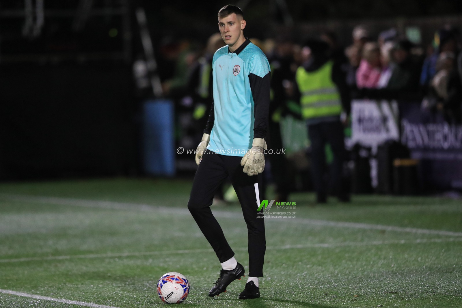 Kieren Flavell #50 of Barnsley in the pregame warmup session during the Emirates FA Cup match Horsham FC vs Barnsley at The Camping World Community Stadium, Horsham, United Kingdom, 14th November 2023

(Photo by Alfie Cosgrove/News Images)