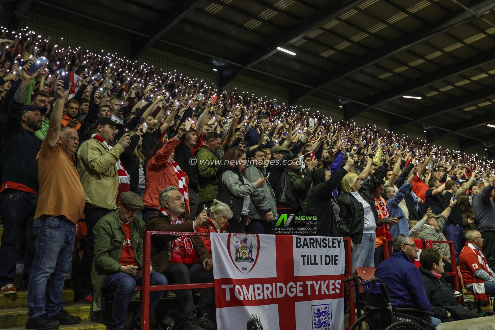 The Norman Rimmington Stand lights up for Beth during the Sky Bet League 1 Play-off match Barnsley vs Bolton Wanderers at Oakwell, Barnsley, United Kingdom, 19th May 2023

(Photo by Mark Cosgrove/News Images)