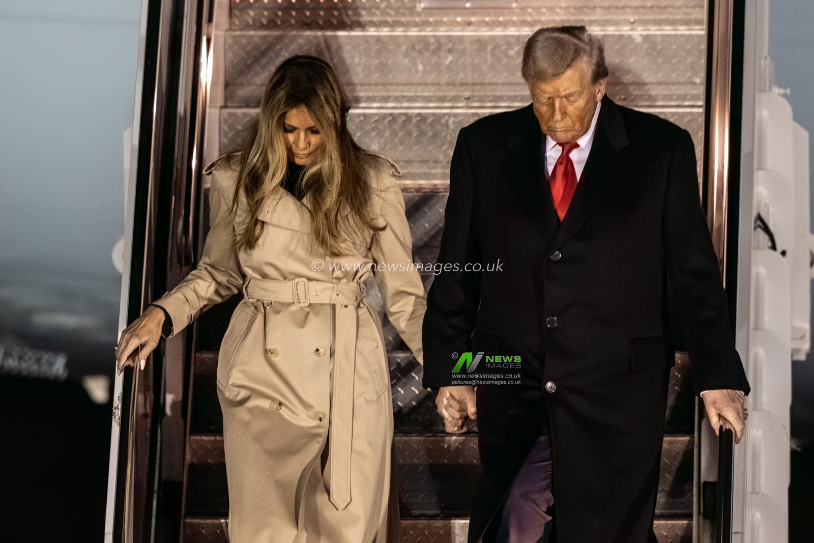 President Donald Trump and First Lady Melania Trump depart the Air Force one during the US President Donald Trump's state visit to the United Kingdom at London Stansted Airport, Stansted, United Kingdom, 16th September 2025

(Photo by Alfie Cosgrove/News Images)