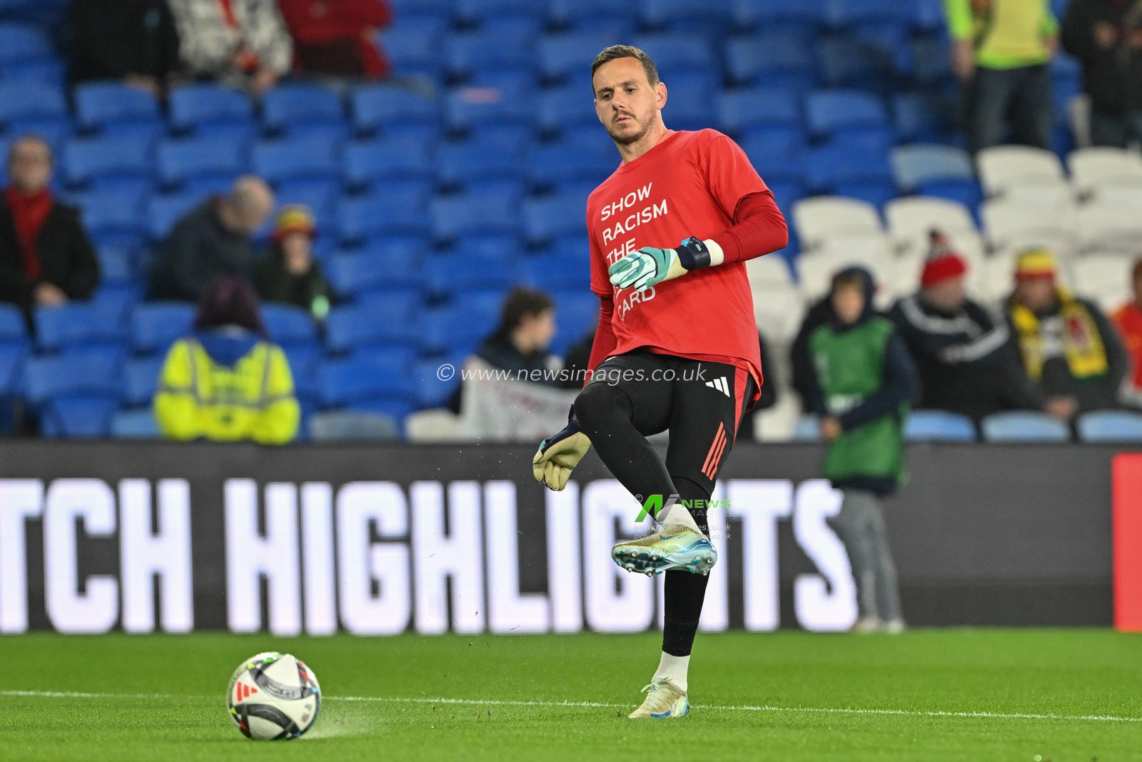 Danny Ward of Wales in the pre-game warmup during the UEFA Nations League - League B - Group 4 match Wales vs Montenegro at Cardiff City Stadium, Cardiff, United Kingdom, 14th October 2024

(Photo by Cody Froggatt/News Images)