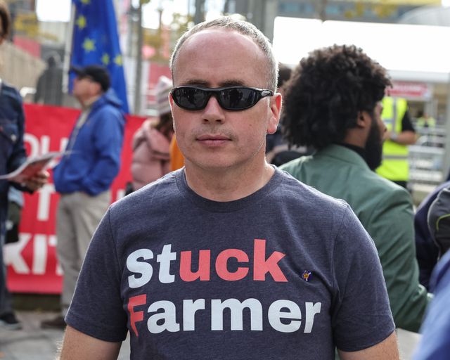 Farmers protest outside the ACC venue during the Labour Party Annual Conference 2025 at The ACC, Liverpool, United Kingdom, 28th September 2025

(Photo by Mark Cosgrove/News Images)