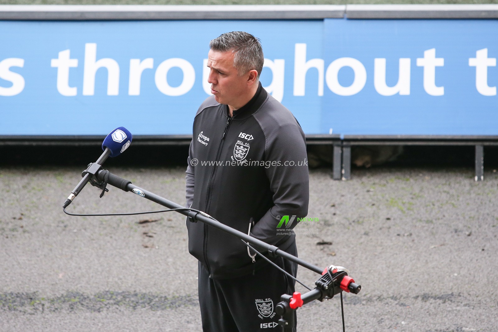 Andy Last Interim Head Coach of Hull FC takes part in an interview prior to todayâ€™s match