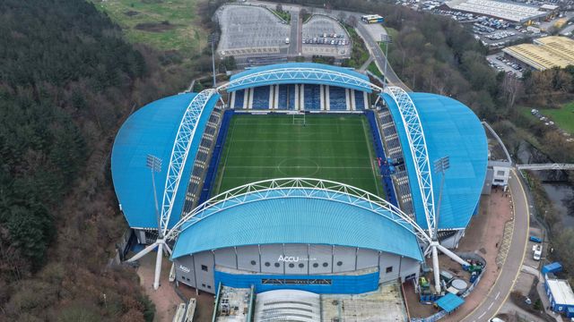 An aerial view of The Accu Stadium during the Betfred Super League Round 4 match Huddersfield Giants vs Hull KR at Accu Stadium, Huddersfield, United Kingdom on 08 March 2026

(Photo by Mark Cosgrove/News Images)