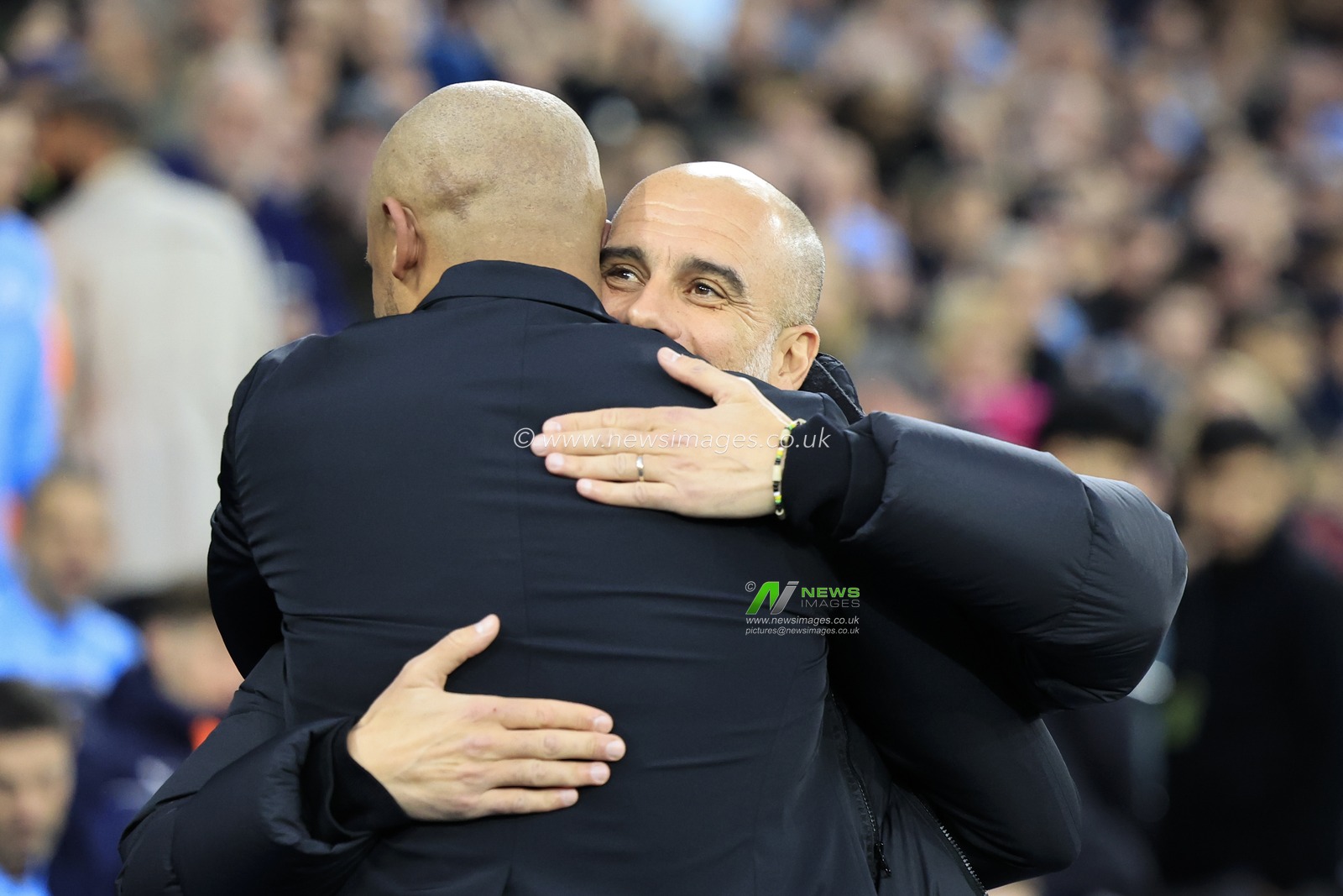 Pep Guardiola the Manchester City manager welcomes Vincent Kompany the Burnley manager ahead of the Emirates FA Cup Quarter Final match Manchester City vs Burnley at Etihad Stadium, Manchester, United Kingdom, 18th March 2023

(Photo by Conor Molloy/News Images)