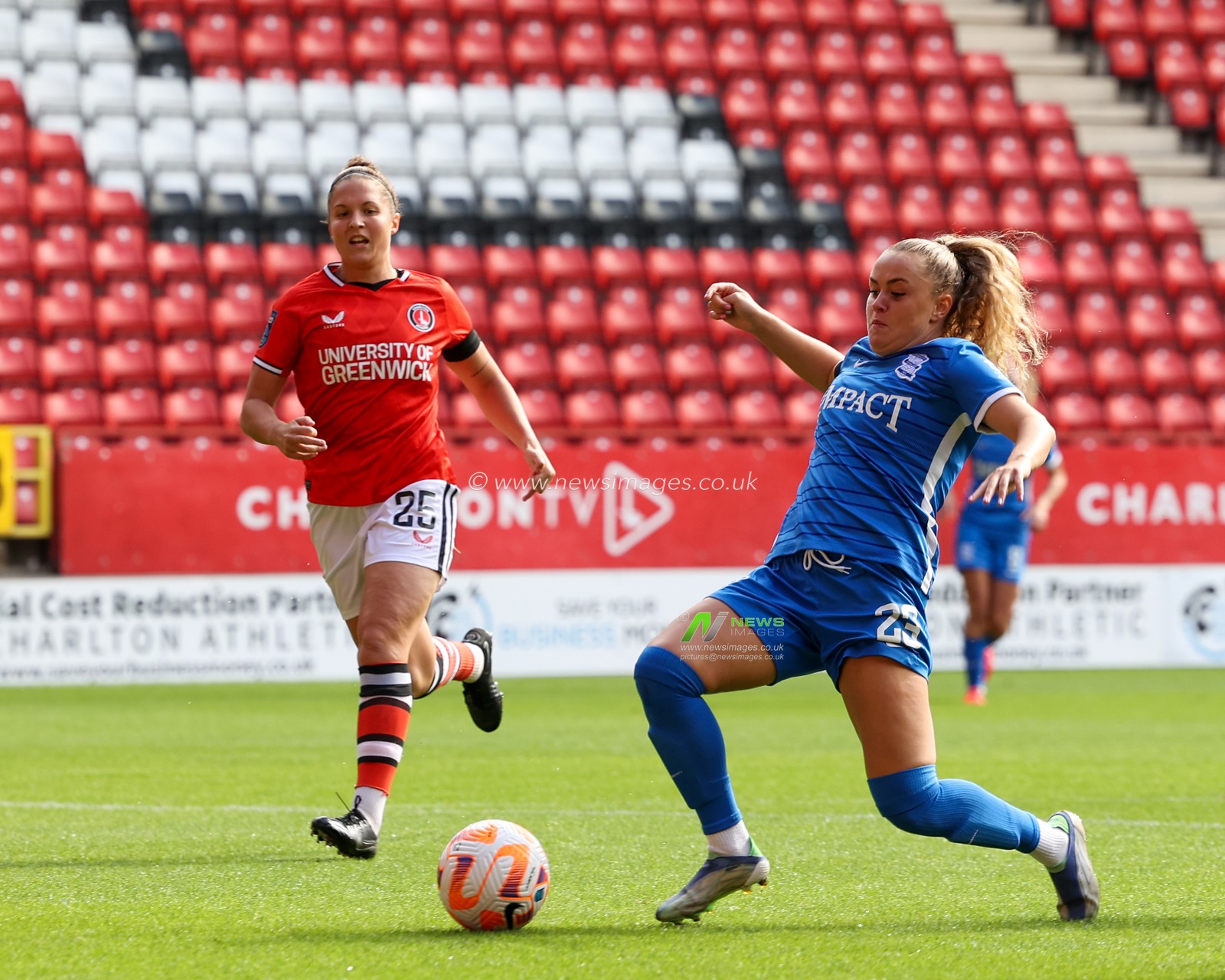 Charlie Devlin #23 of Birmingham City has her shot blocked during the The Fa Women's Super 2 League match Chalrton Women vs Birmingham City Women at The Oakwood VCD Athletic, Charlton, United Kingdom, 18th September 2022

(Photo by Simon Bissett/News Images)