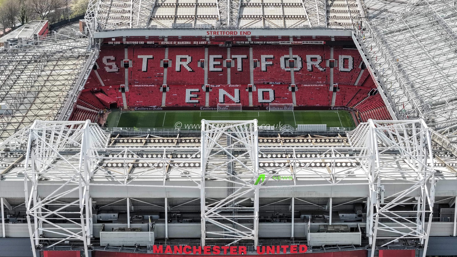 An aerial view of Old Trafford during the Premier League match Manchester United vs Leeds United at Old Trafford, Manchester, United Kingdom on 13 April 2026

(Photo by Mark Cosgrove/News Images)
