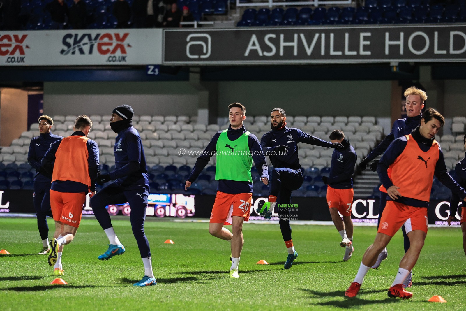 Oliver Casey #20 of Blackpool during the pre-game warmup