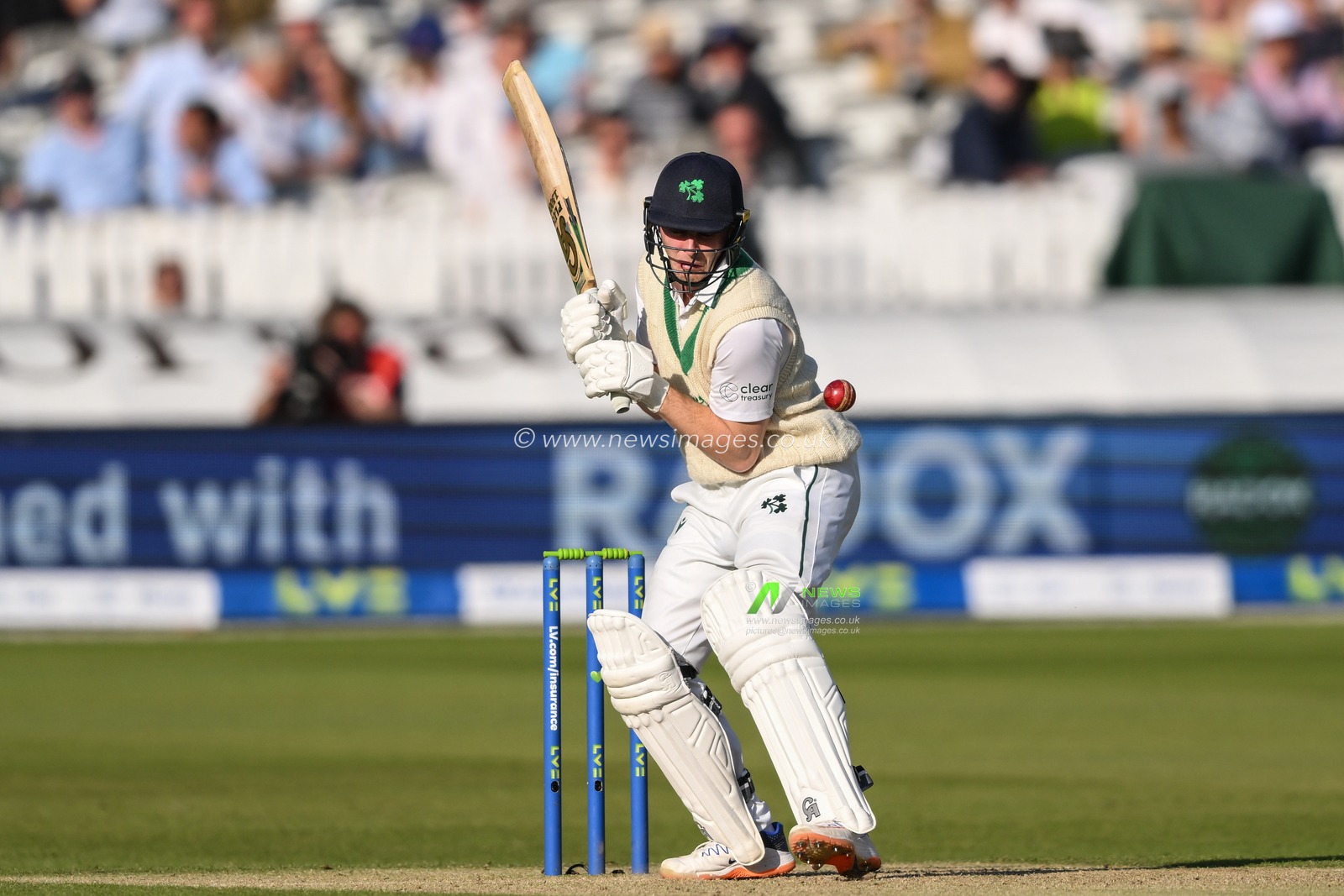 Harry Tector of Ireland is hit by the ball bowled by Stuart Broad of England during the LV= Insurance Test match Day 2 England vs Ireland at Lords, London, United Kingdom, 2nd June 2023

(Photo by Craig Thomas/News Images)