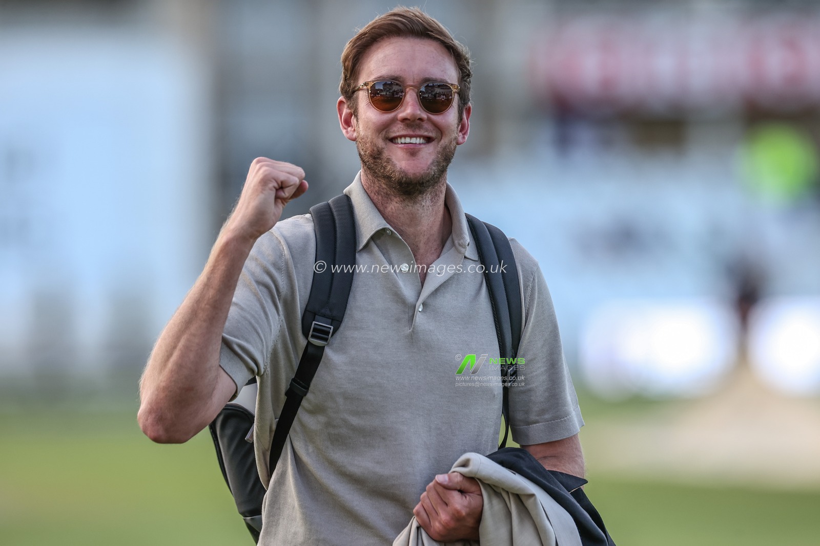 Stuart Broad celebrates Englands win during the Rothesay Test Match day four match England vs West Indies at Trent Bridge, Nottingham, United Kingdom, 21st July 2024

(Photo by Mark Cosgrove/News Images)