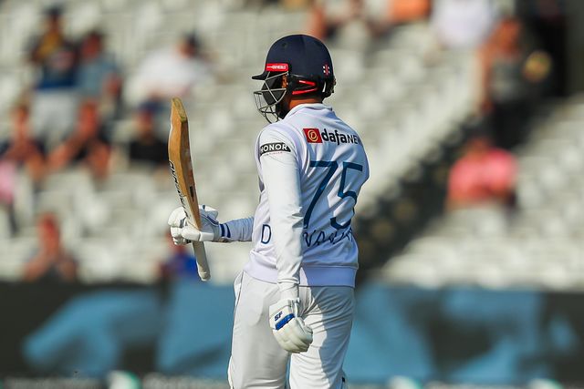 Dhananjaya de Silva of Sri Lanka celebrates a half century during the England v Sri Lanka 2nd Rothesay Test Match Day 4 at Lords, London, United Kingdom, 1st September 2024

(Photo by Izzy Poles/News Images)