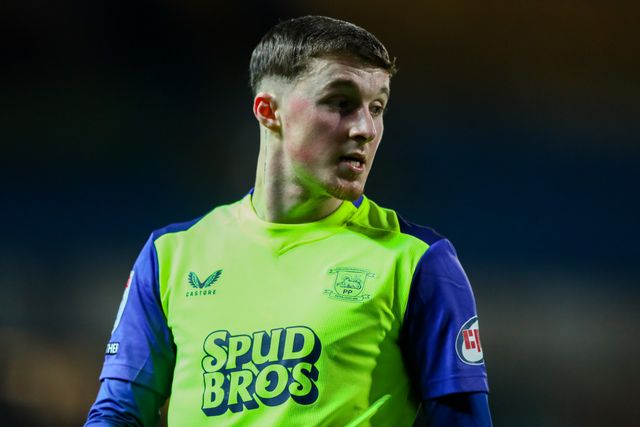 Alfie Devine of Preston North End during the Sky Bet Championship match Blackburn Rovers vs Preston North End at Ewood Park, Blackburn, United Kingdom on 20 February 2026

(Photo by Jorge Horsted/News Images)