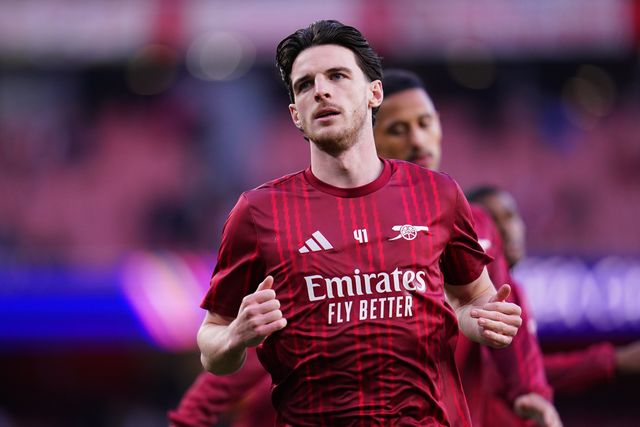 Declan Rice of Arsenal ahead of the UEFA Champions League Quarter Finals match Arsenal vs Sporting CP at Arsenal stadium, London, United Kingdom on 15 April 2026

(Photo by Harvey Murphy/News Images)